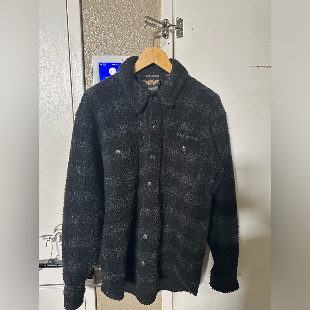 Harley-Davidson Black Textured Shirt Jacket Sz S